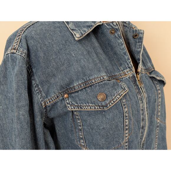 Vtg Jordache Denim Jacket | 80s Zip Front Trucker | Medium Wash - Picture 4 of 10